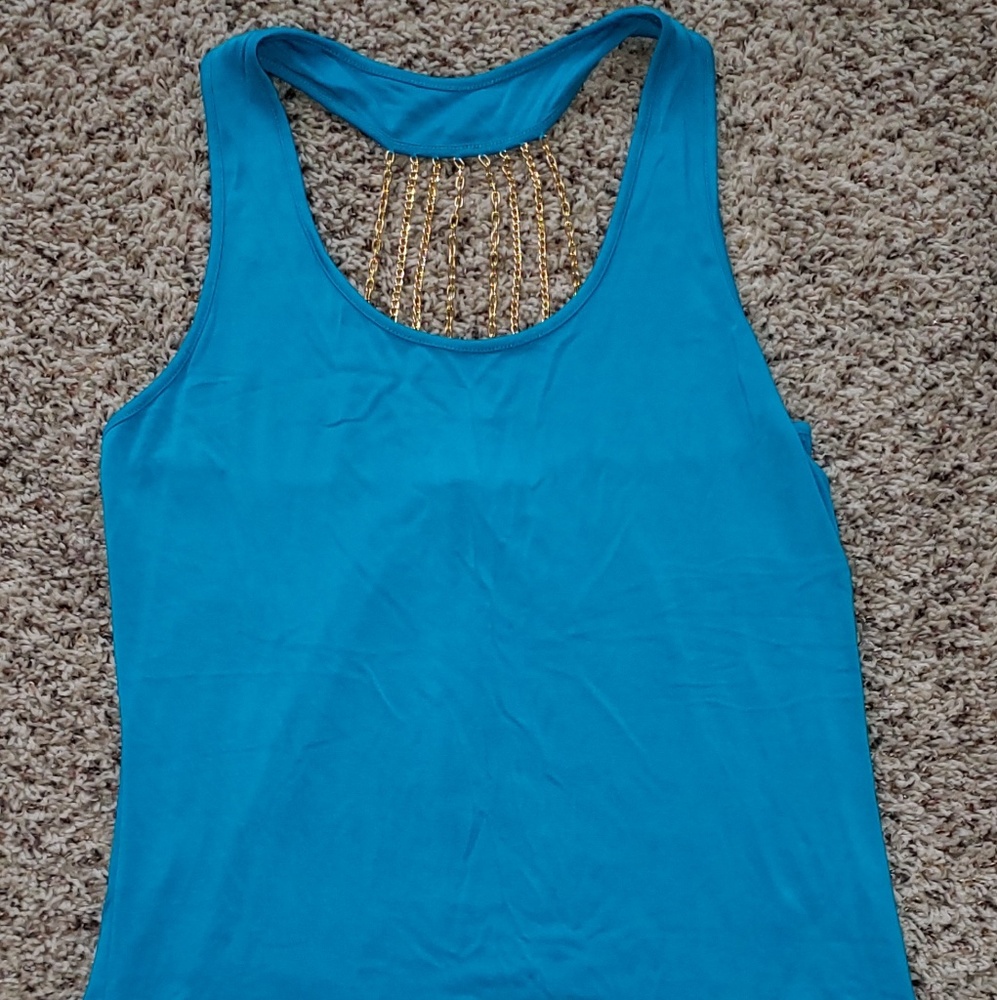 Blue Tank Top With Chain Detail